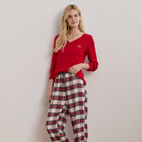 Plaid Cotton-Blend Henley Pyjama Set - Lauren - Modalova