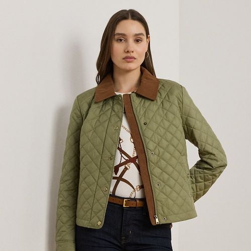 Corduroy-Trim Diamond-Quilted Jacket - Lauren - Modalova