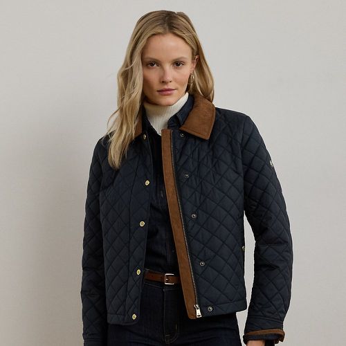 Corduroy-Trim Diamond-Quilted Jacket - Lauren - Modalova