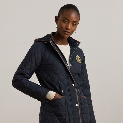 Crest-Patch Quilted Hooded Jacket - Lauren - Modalova