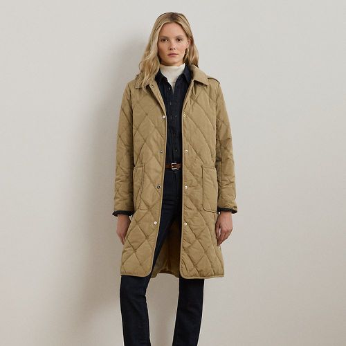 Corduroy-Trim Logo Quilted Hooded Coat - Lauren - Modalova