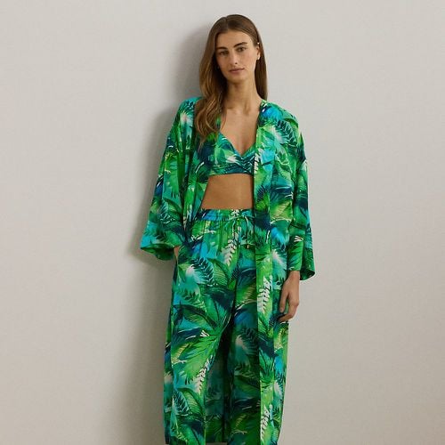 Palm-Frond-Print Robe Cover-Up - Lauren - Modalova