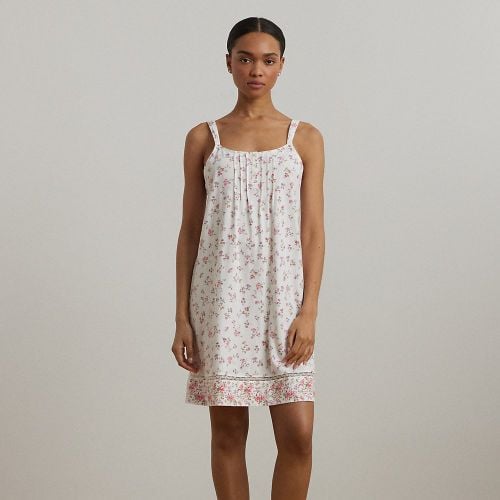 Floral Lace-Trim Jersey Nightgown - Lauren - Modalova