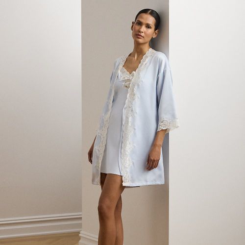 Lace-Trim Satin Robe - Lauren - Modalova
