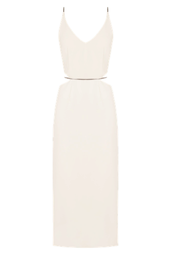 ALMA cream midi dress with flat snake chain braces - UNDRESS - Modalova