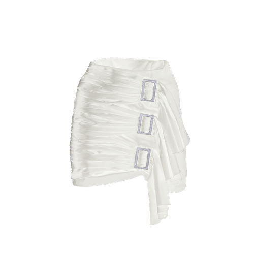 White Crystal Embellished Ruffled Mini Skirt - SKRT - Modalova