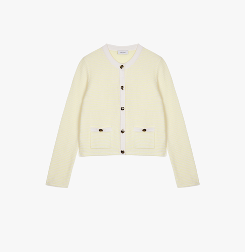 WOOL STRIPED CREWNECK CARDIGAN - XS - Cardigans - CRUSH Collection - Modalova
