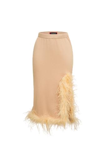 Peach Knit Skirt-Dress With Feathers - ANDREEVA - Modalova