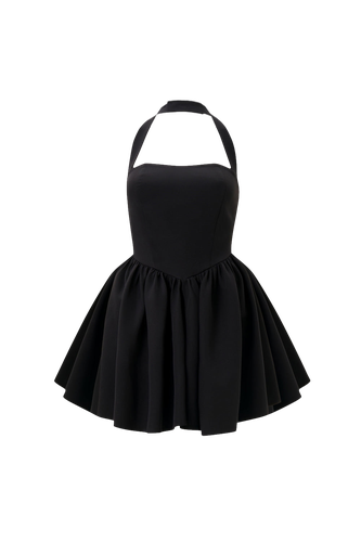 Sara Black Corset Mini Dress - Lora Istanbul - Modalova