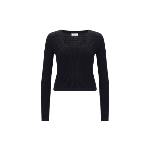 SILK CASHMERE CABLE-KNIT U-NECK SWEATER - CRUSH Collection - Modalova