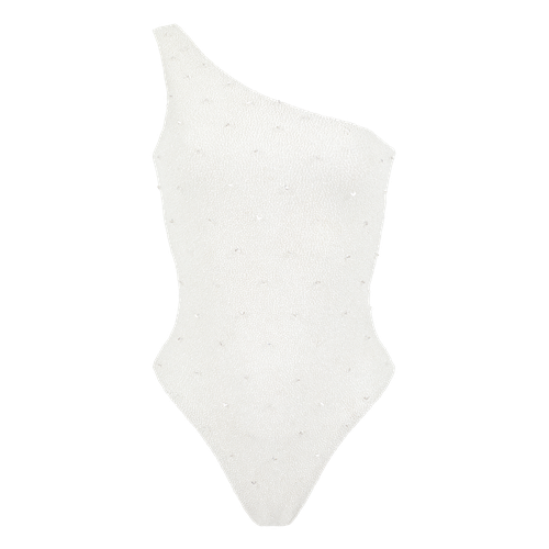 Ariel One Shoulder White Beaded Swimsuit - Oceanus Swimwear - Modalova