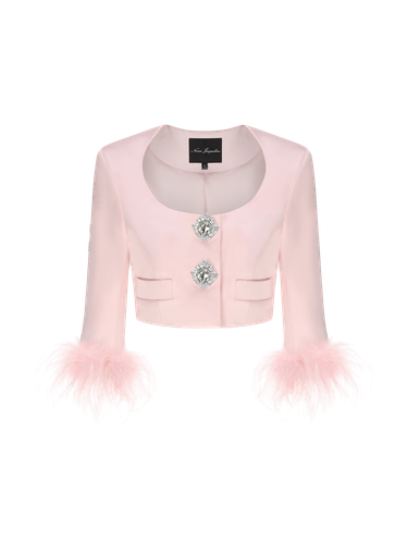 Ambre Satin Feather Top (Pink) - Nana Jacqueline - Modalova