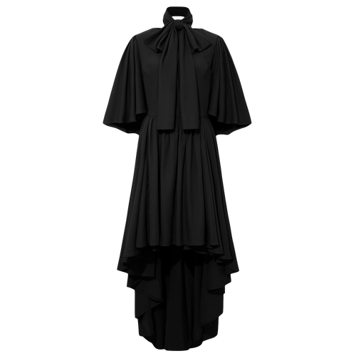 Bow Tie Neck Cape Sleeve Maxi Dress - Black - Femponiq - Modalova