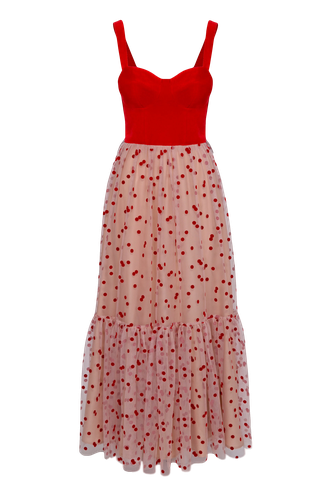 Graceful red velvet corset dress with suspenders - Lily Was Here - Modalova