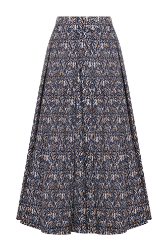 June Printed Cotton Midi Skirt in Brown - Nazli Ceren - Modalova