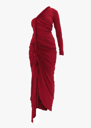 TURI MESH DRESS - BURGUNDY - S - Midi dresses - Andrea Iyamah - Modalova