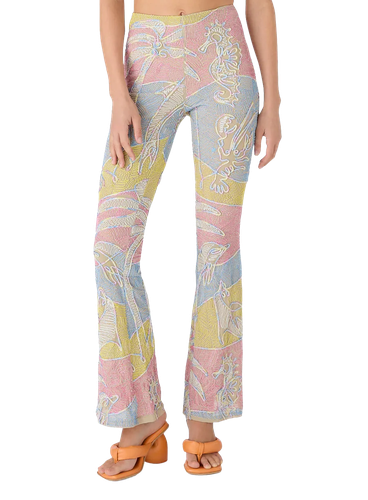 Aroha Abstract Multi-Coloured Print Trousers - Oceanus Swimwear - Modalova