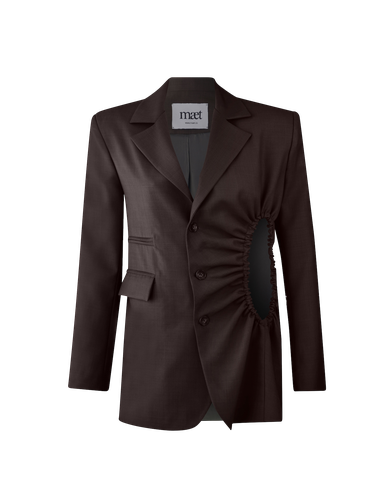 BRONTE Brown Single-Breasted Jacket with Cut-Out Detail - MAET - Modalova