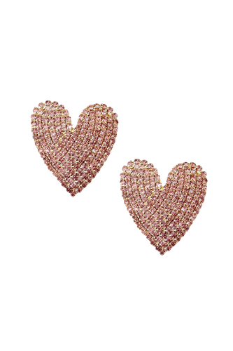 Love Pink Crystal Heart Earring - THE GALA - Modalova