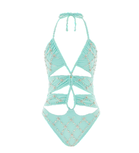 Palmer Luxe Crystal Embroidered Mint Swimsuit - Oceanus Swimwear - Modalova