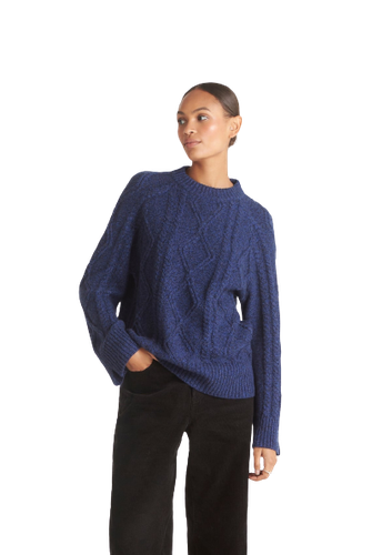 Cashmere Cable Sweater in Deep Blue - Loop Cashmere - Modalova