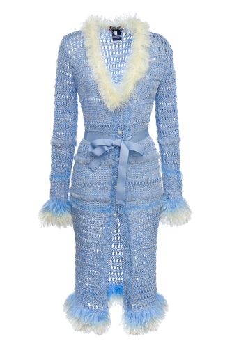 Baby Rose Handmade Knit Dress-Cardigan - ANDREEVA - Modalova