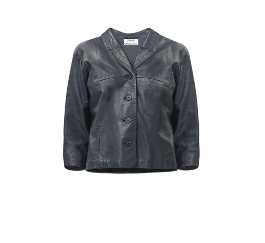 Leather Jacket Short - Navy - Gemme Collective - Modalova