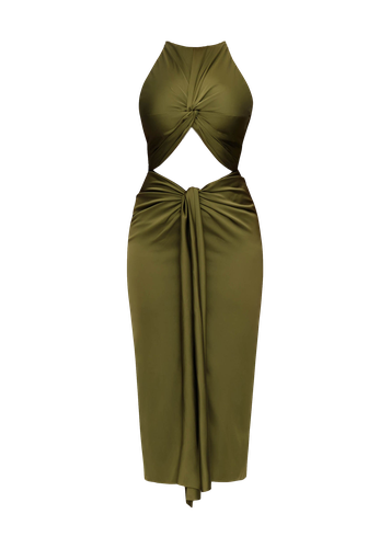 RENI MIDI DRESS - OLIVE - Andrea Iyamah - Modalova