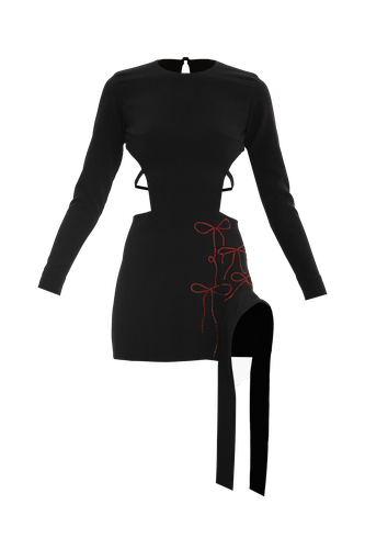 Black crystal bows mini dress - Compte Spain - Modalova