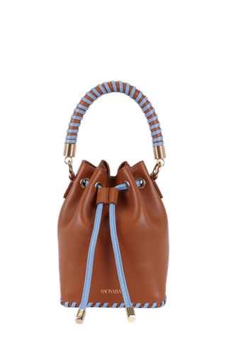 MINI BUCKET CARAMEL / BLUE SKY LEATHER - Saonara - Modalova