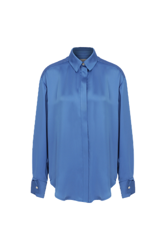 Ravenna Satin Shirt in French Blue - Nazli Ceren - Modalova