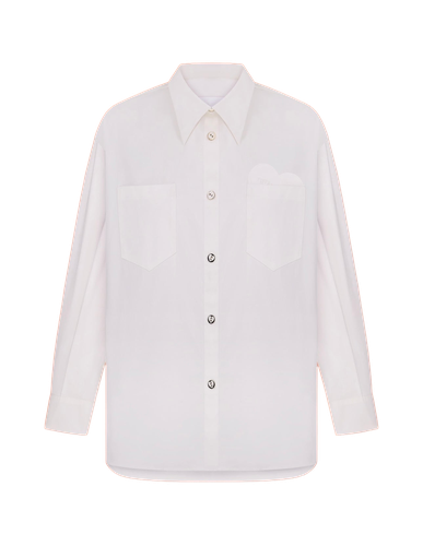 Cotton shirt with golden heart-shaped buttons - Total White - Modalova