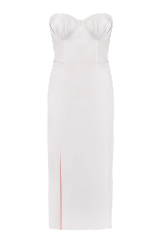 Semi-corset bustier midi dress - Total White - Modalova