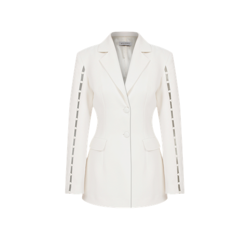 Marylebone Fitted Crepe Blazer in Vanilla Ice - Nazli Ceren - Modalova