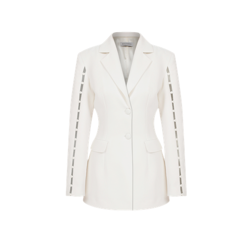 Marylebone Fitted Crepe Blazer in Vanilla Ice - Nazli Ceren - Modalova