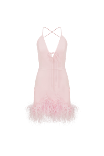 Tulip - V Neck Mini Dress With Feather Trim - ILA - Modalova