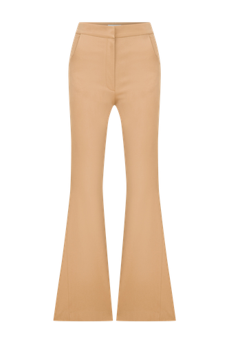 Avrell Cotton Flared Trousers in Golden Straw - Nazli Ceren - Modalova