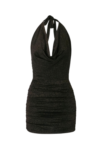 Luna Black Sparkle Mini Dress - Lora Istanbul - Modalova