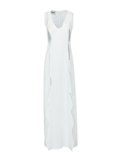 ELINOR White V Neck Curvy Linen Dress - MAET - Modalova