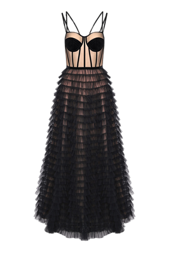 Impressive dress made of black tulle with a corset - Lily Was Here - Modalova