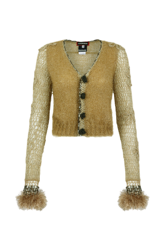 Camel Handmade Knit Cardigan - ANDREEVA - Modalova