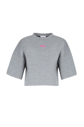 Grey Cropped T-shirt with Embroidery - F.ILKK - Modalova