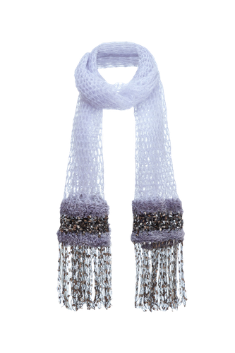 Grey Cashmere Handmade Knit Shawl - ANDREEVA - Modalova