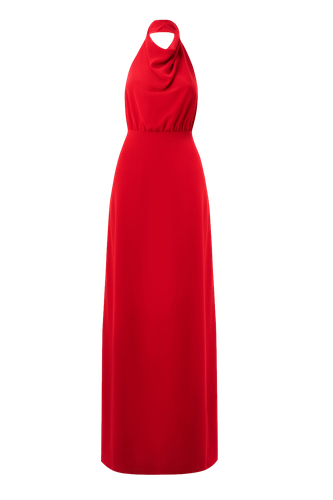 Kate Crepe Red Maxi Dress - Lora Istanbul - Modalova