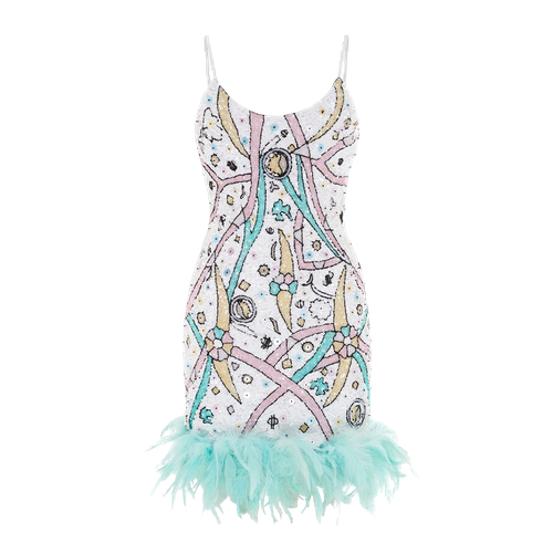 Karmen Hand Embroidered White Mini Dress - Oceanus Swimwear - Modalova