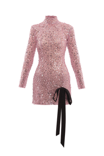 Pink sequin embroidered tulle mini dress - Compte Spain - Modalova