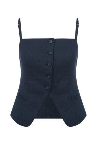 Marona Linen Top in Dark Navy - Nazli Ceren - Modalova