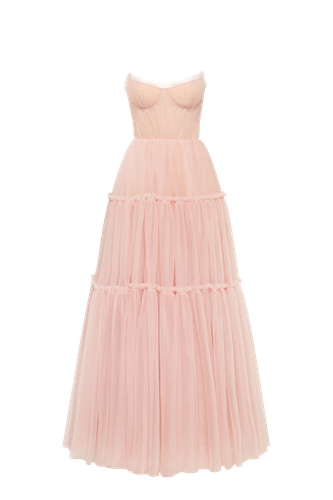 Misty rose tulle maxi dress with ruffled skirt, Garden of Eden - Milla - Modalova
