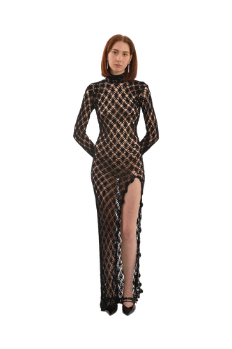 Black crochet maxi dress - Compte Spain - Modalova