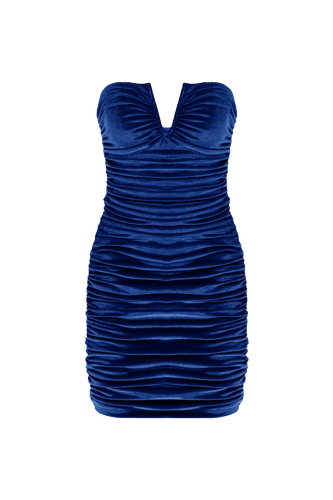 Luce Velvet Mini Dress in Bleu - Nazli Ceren - Modalova